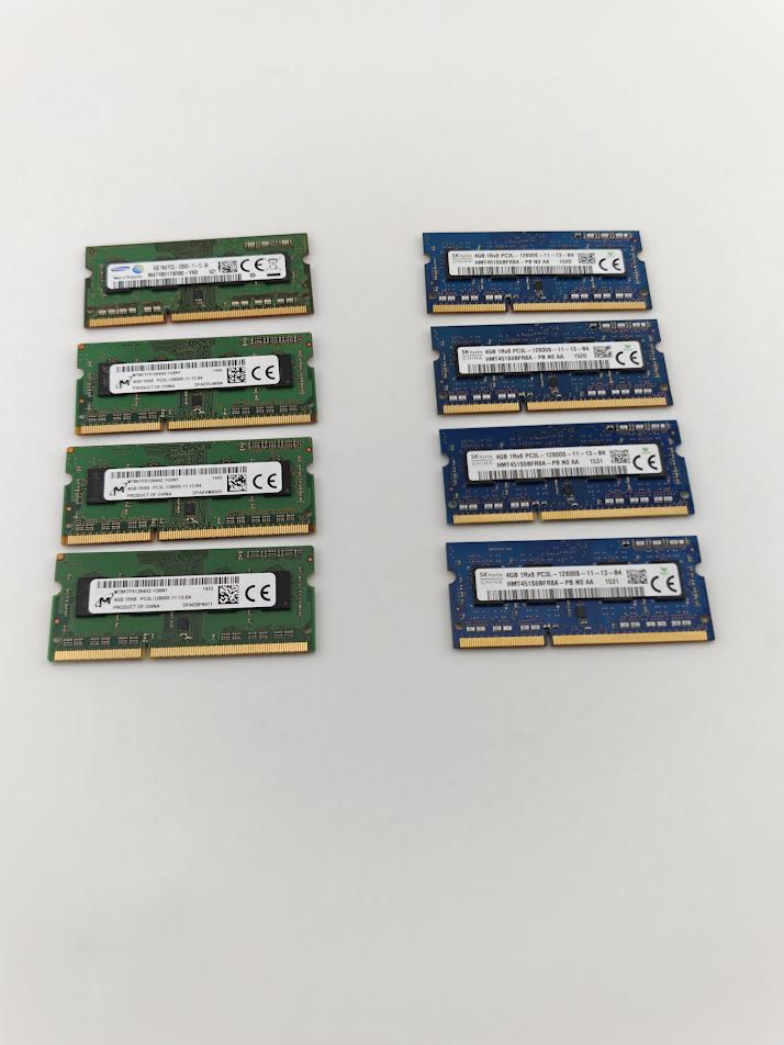 4GB 1Rx8 PC3-2400T DDR3 1600MHz SODIMM Laptop Memory Lot of 8 Mixed Brands