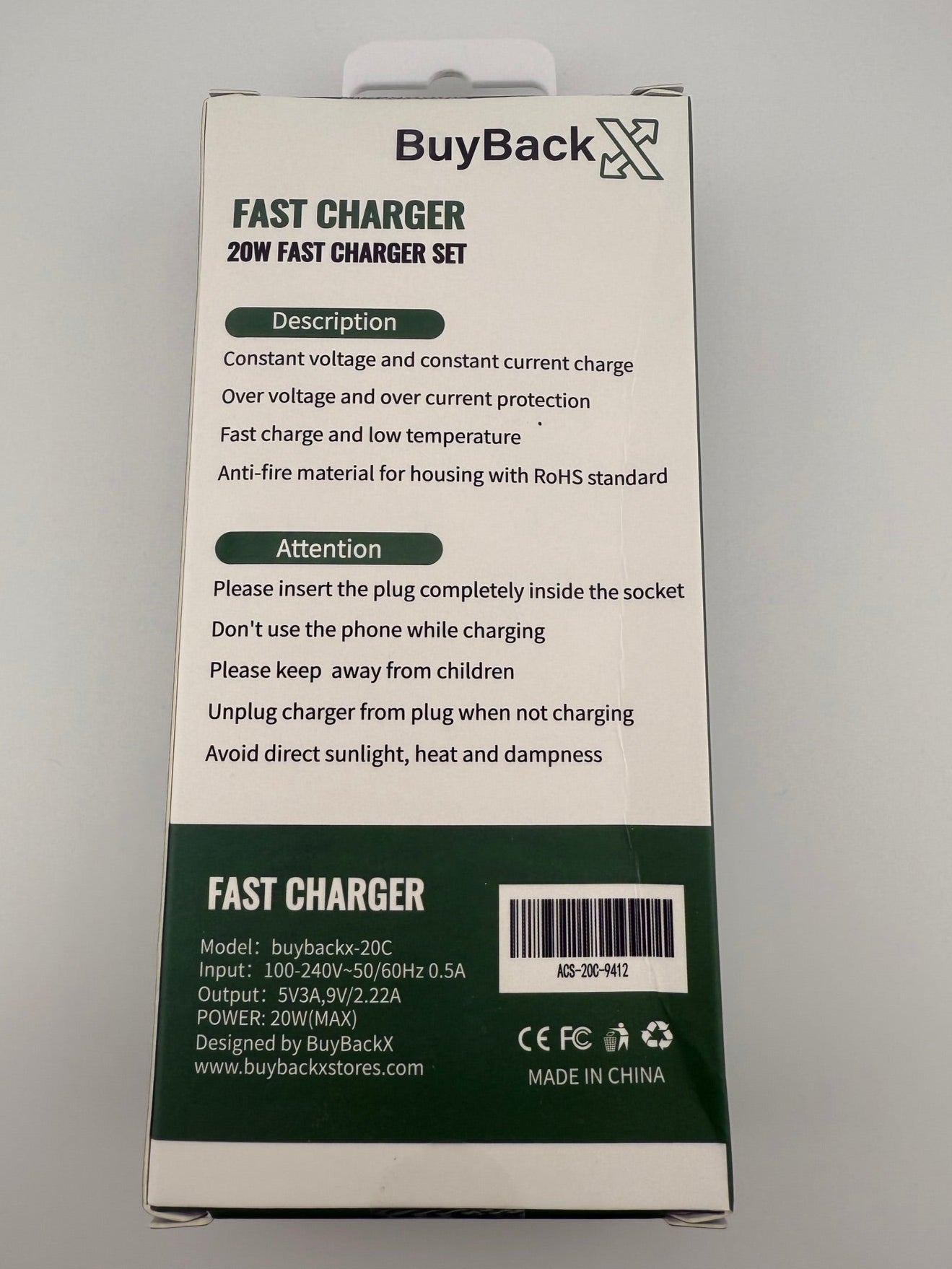 BuyBackX 20W Fast Charger C-to-C Set