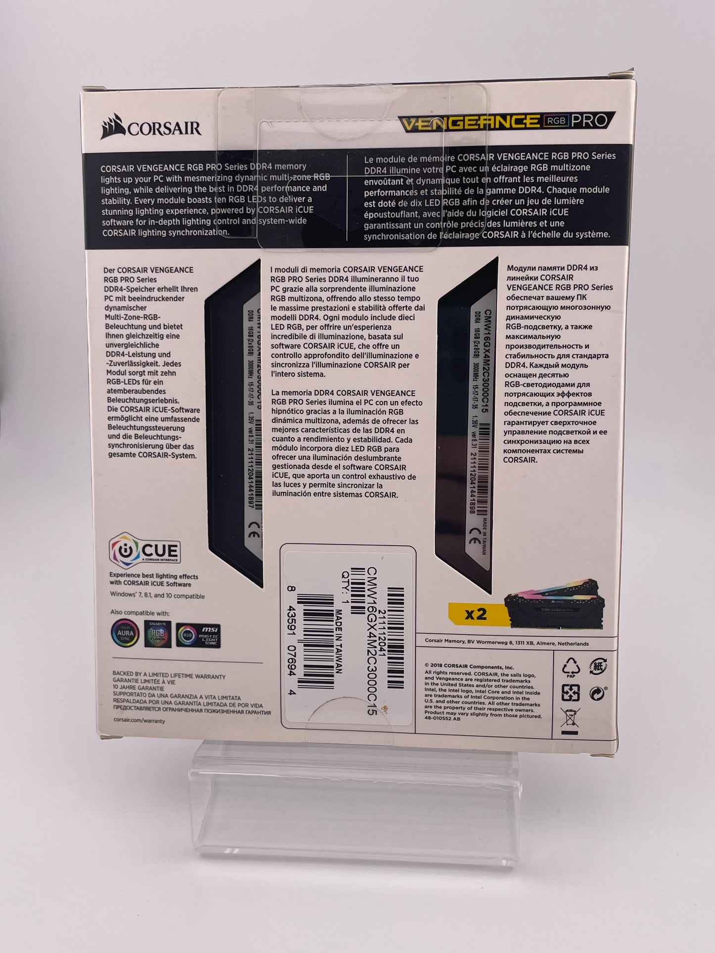 Corsair VENGEANCE RGB PRO 16GB (2 x 8GB) DDR4 DRAM 3000MHz C15 Memory Kit New
