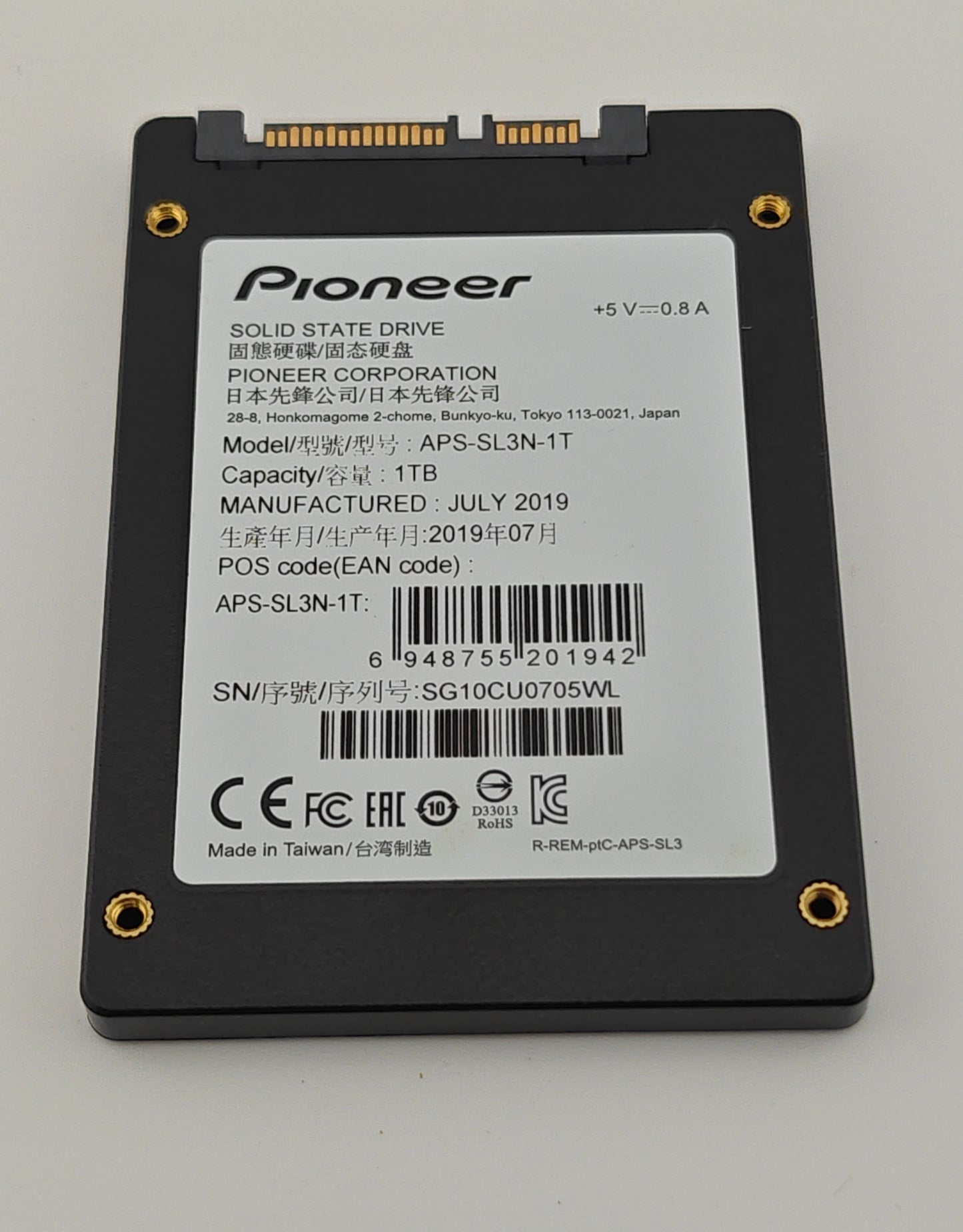 Pioneer 3D NAND Internal SSD 1TB -2.5" SATA 3 6 GB/s Solid State Drive APS-SL3N-1T Black