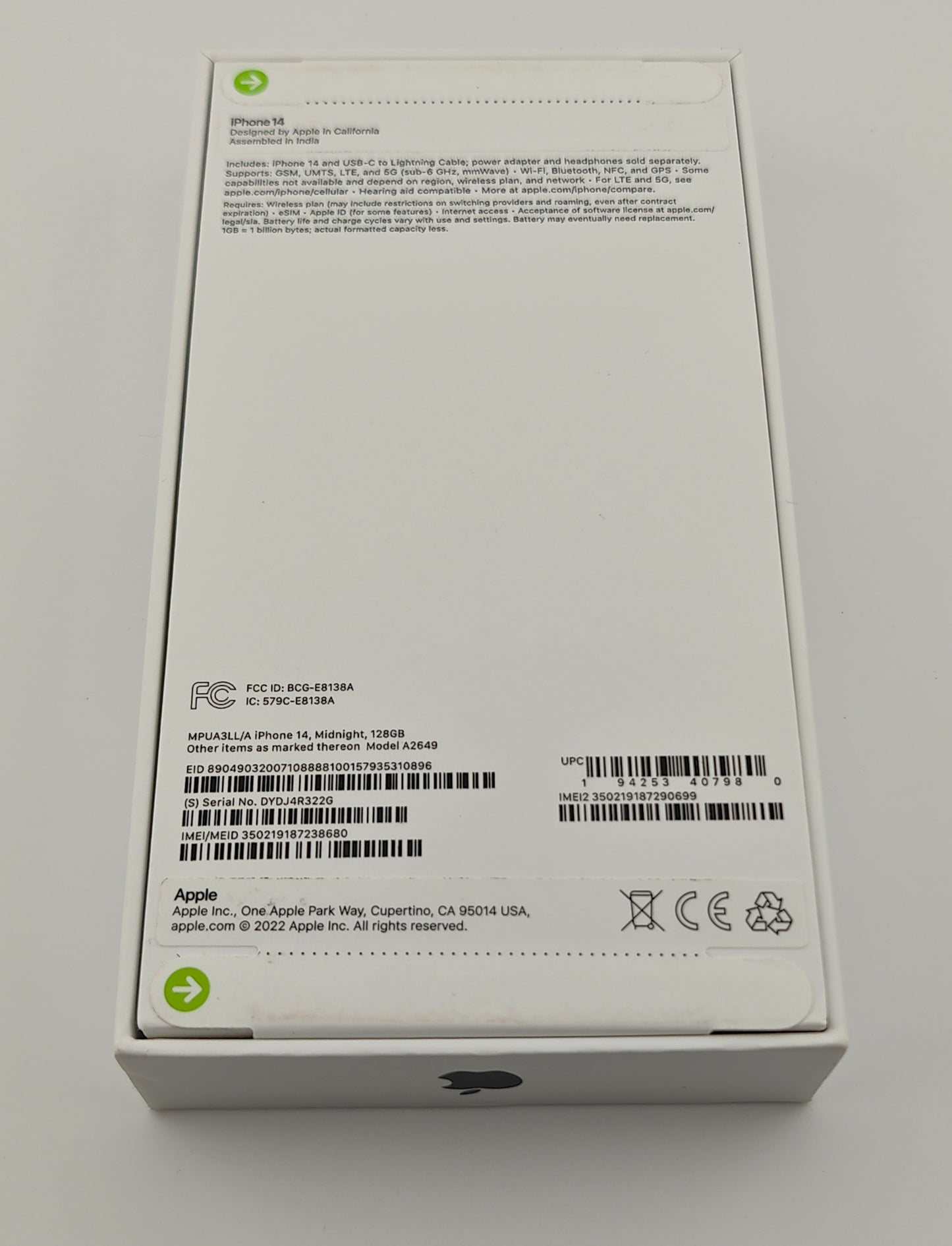 Apple iPhone 14 128GB Verizon A2649 Midnight New Sealed