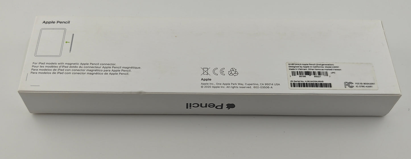 Apple Pencil 2nd Generation A2051 MU8F2AMA White MU8F2AM/A New Open Box