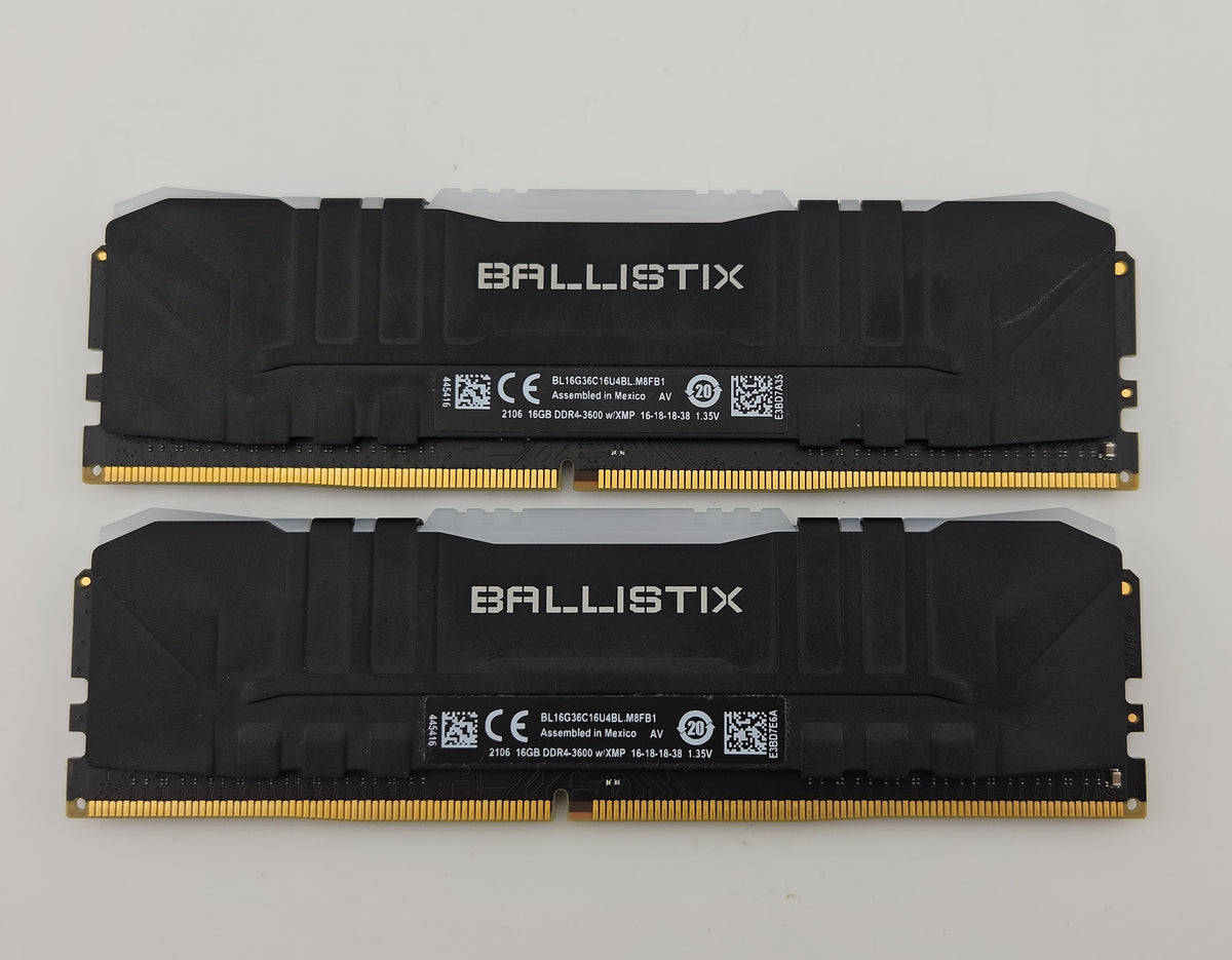 Crucial Ballistix 32GB (2 x 16GB) PC4-28800 DDR4-3600 Memory BL2K16G36C16U4B Black BL2K16G36C16U4B Excellent