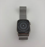 Apple Watch Series 7 41mm Silver Stainless Steel Case with Milanese Loop A2475 GPS Cellular Very Good