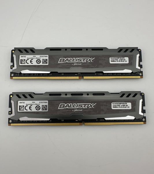 Micron Ballistix Sport 8GB (2 x 4GB) DDR4 2666MHz RAM Silver BLS4G4D26BFSB.8FB Excellent