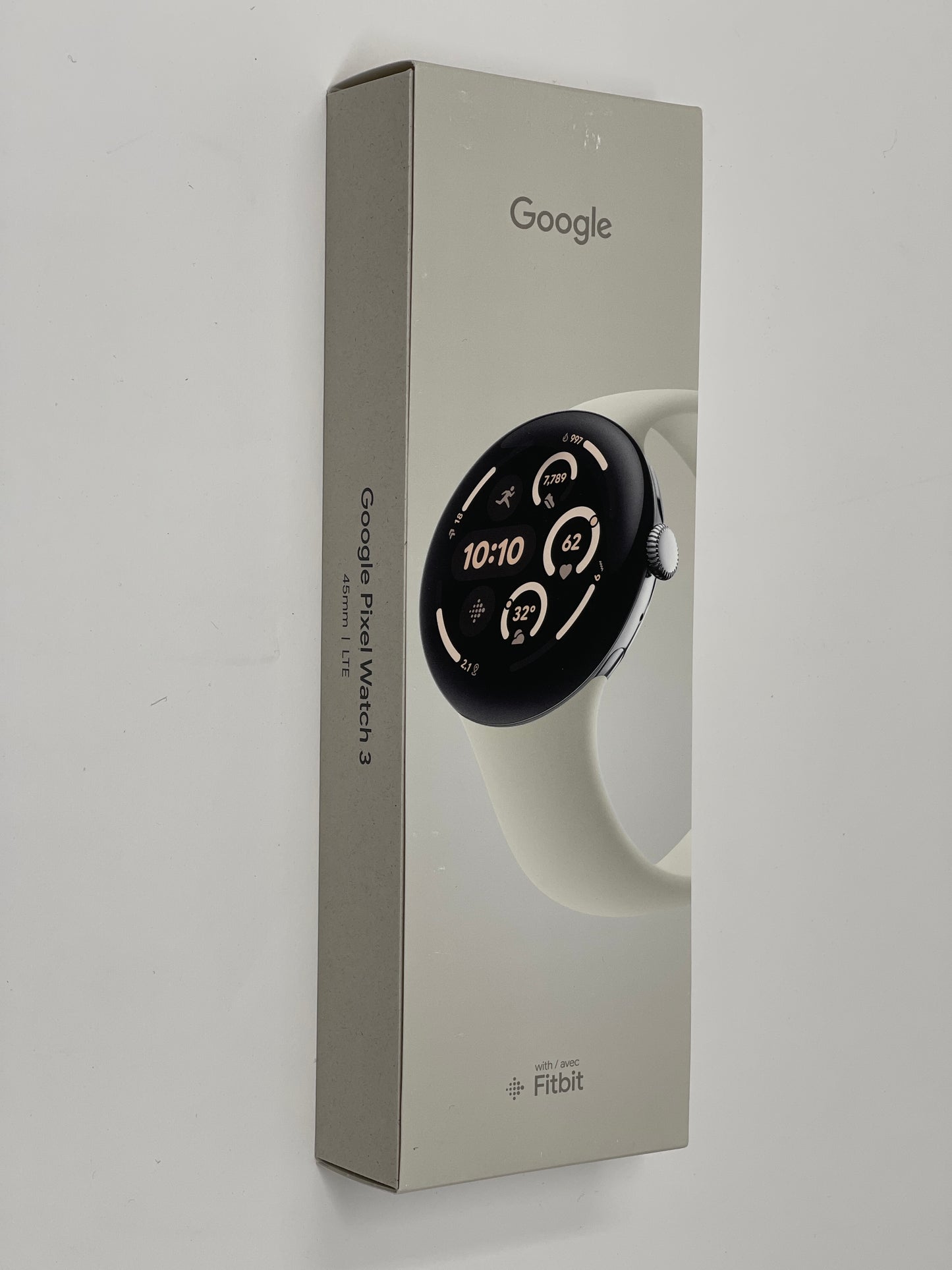 Google Pixel Watch 3 45mm LTE WiFi Polished Silver Case with Porcelain Active Bands GRY0E
