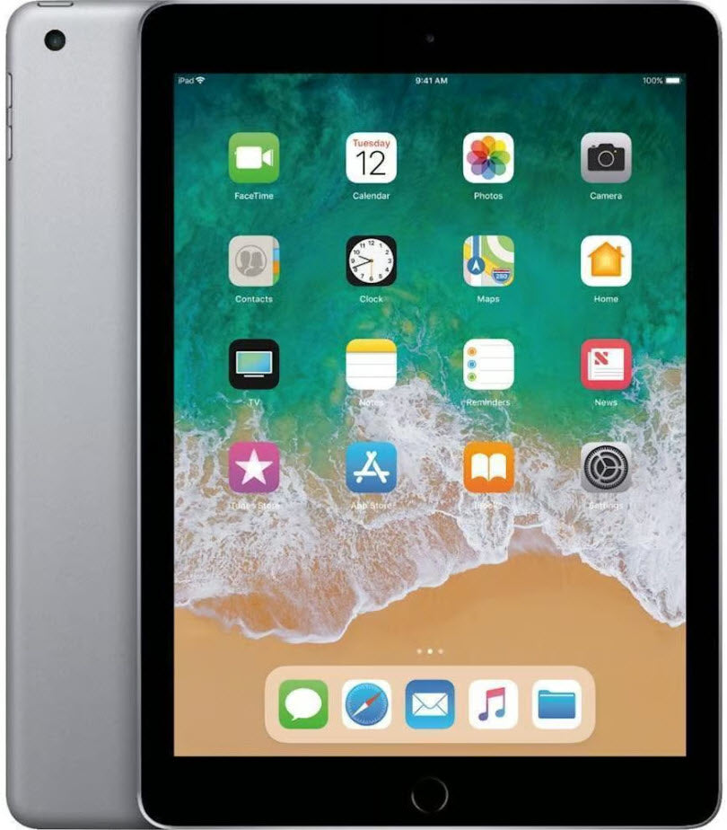 iPad 5th Generation 9.7in 128GB Space Gray (WiFi) Refurbished Used