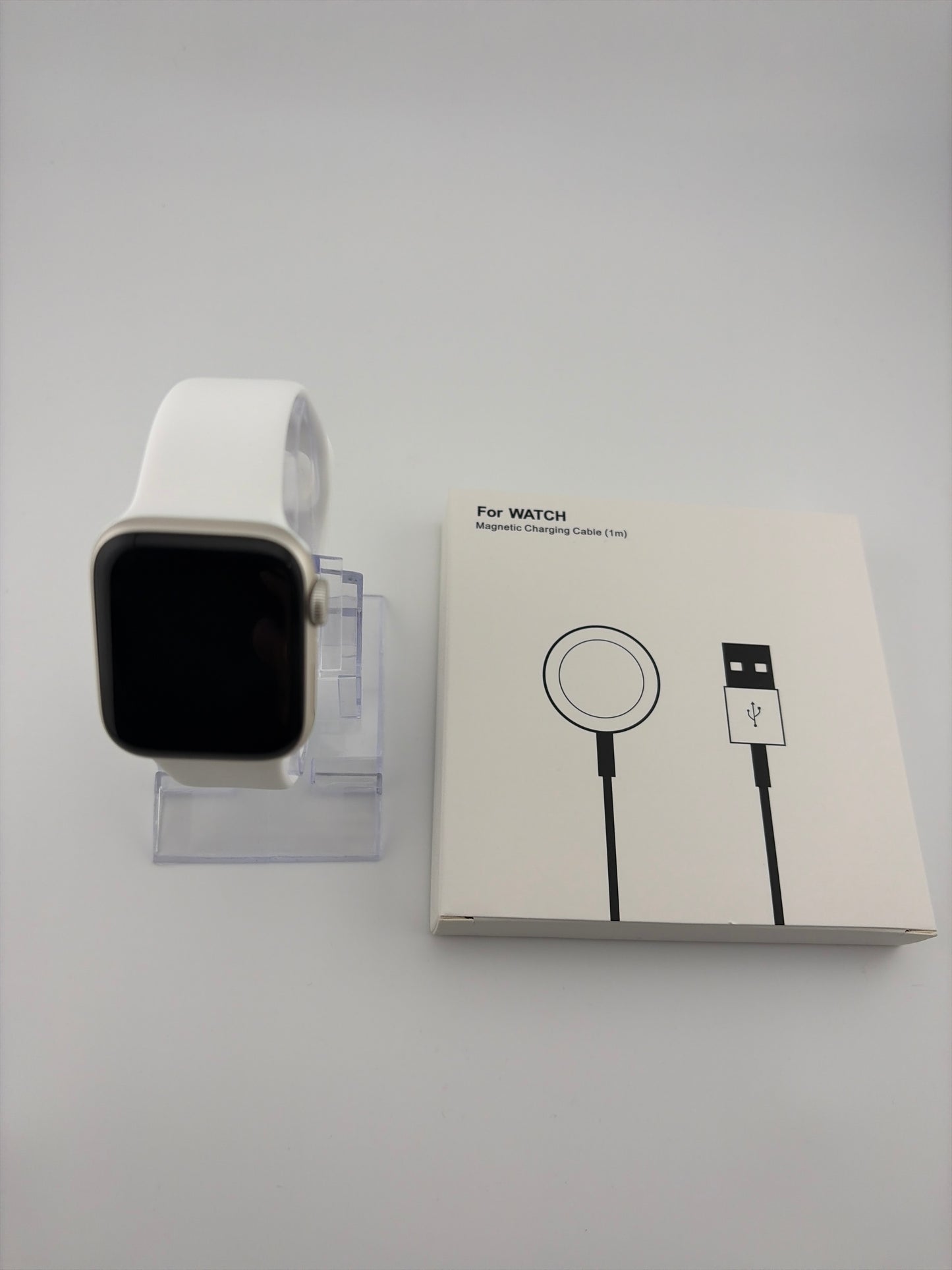 Apple Watch SE 2nd Gen 40mm Starlight Aluminum Case with White Sport Band A2722 GPS Only