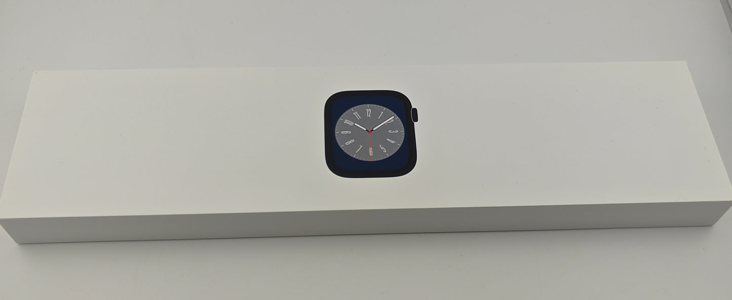 Apple Watch Series 8 45mm Aluminum Case with Apple Storm Blue Sport Loop A2771 GPS Only New Midnight MNP83LL/A New Sealed