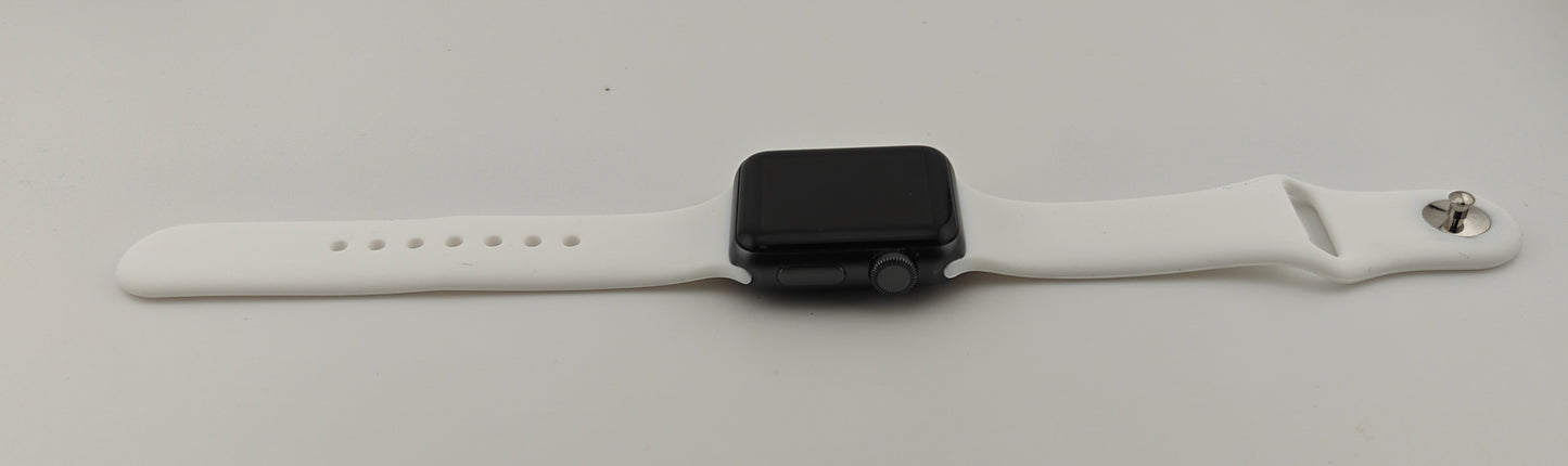 Apple Watch Series 3 38mm Space Gray Aluminum Case with White Sport Band MQKV2LL/A GPS Only