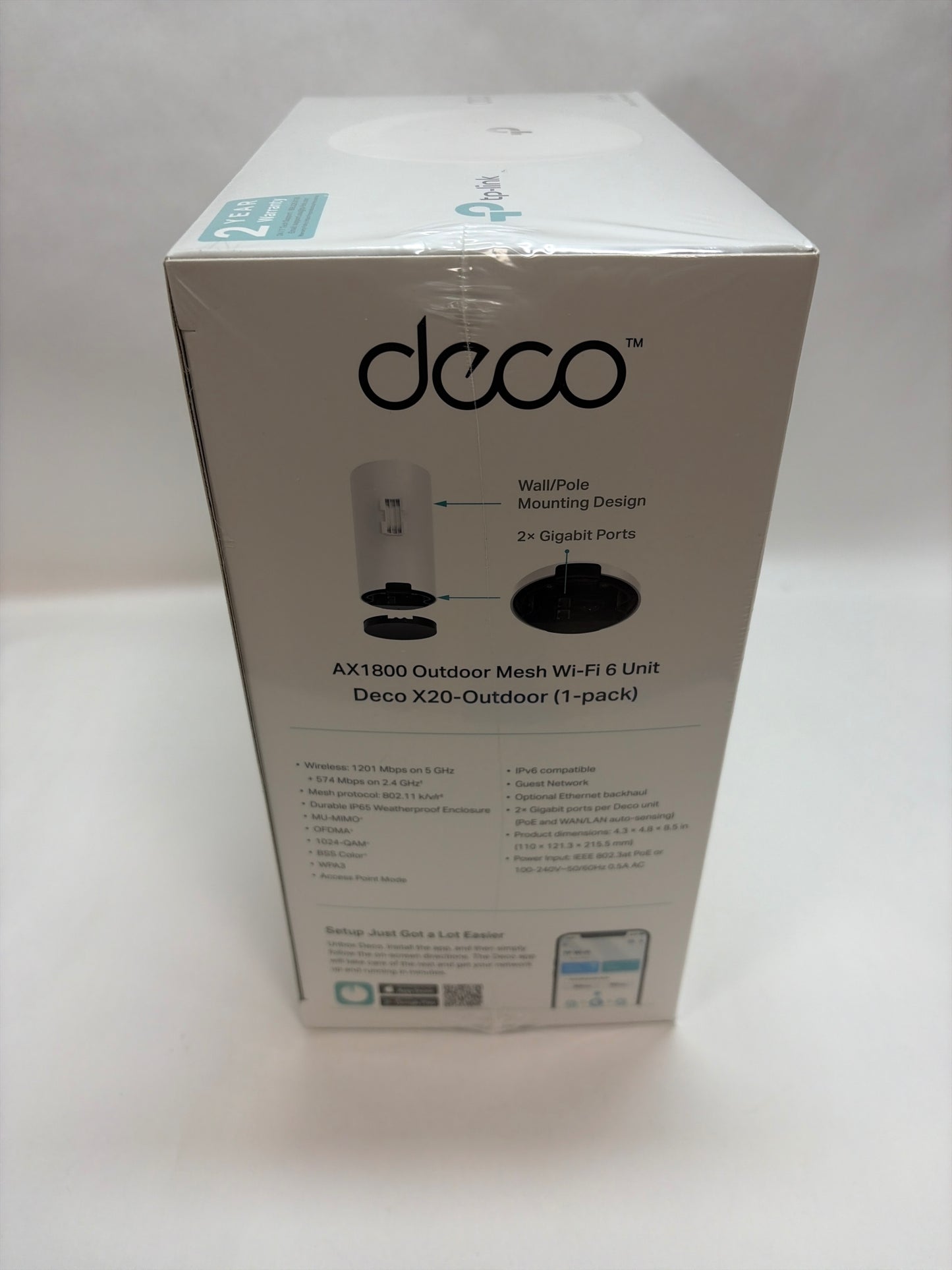 TP Link Deco X20-Outdoor AX1800 Outdoor / Indoor Home Mesh WiFi 6 Unit White