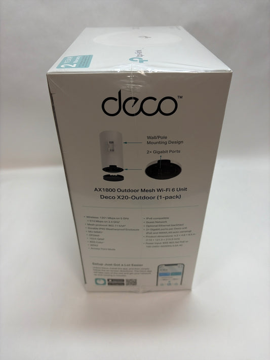 TP Link Deco X20-Outdoor AX1800 Outdoor / Indoor Home Mesh WiFi 6 Unit White