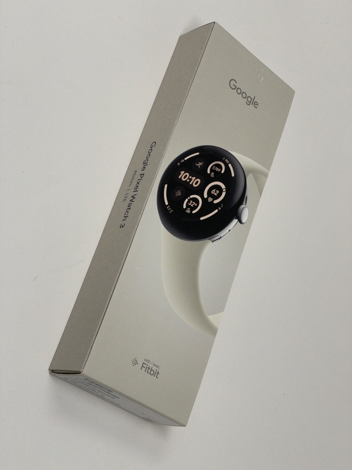 Google Pixel Watch 3 45mm LTE WiFi Polished Silver Case with Porcelain Active Bands GRY0E