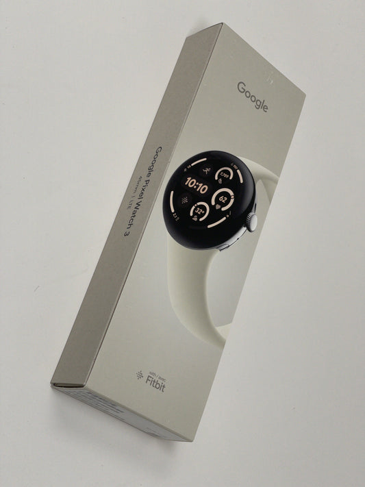 Google Pixel Watch 3 45mm LTE WiFi Polished Silver Case with Porcelain Active Bands GRY0E